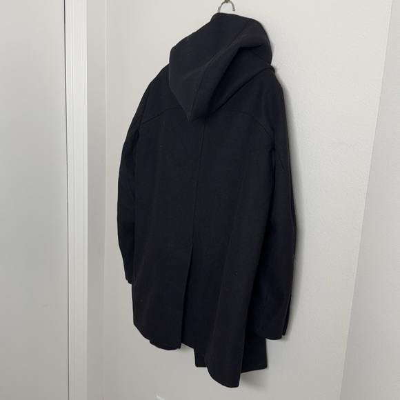 RARE ZARA BLACK TAG Wool Coat with hood Sz XL - Picture 8 of 8